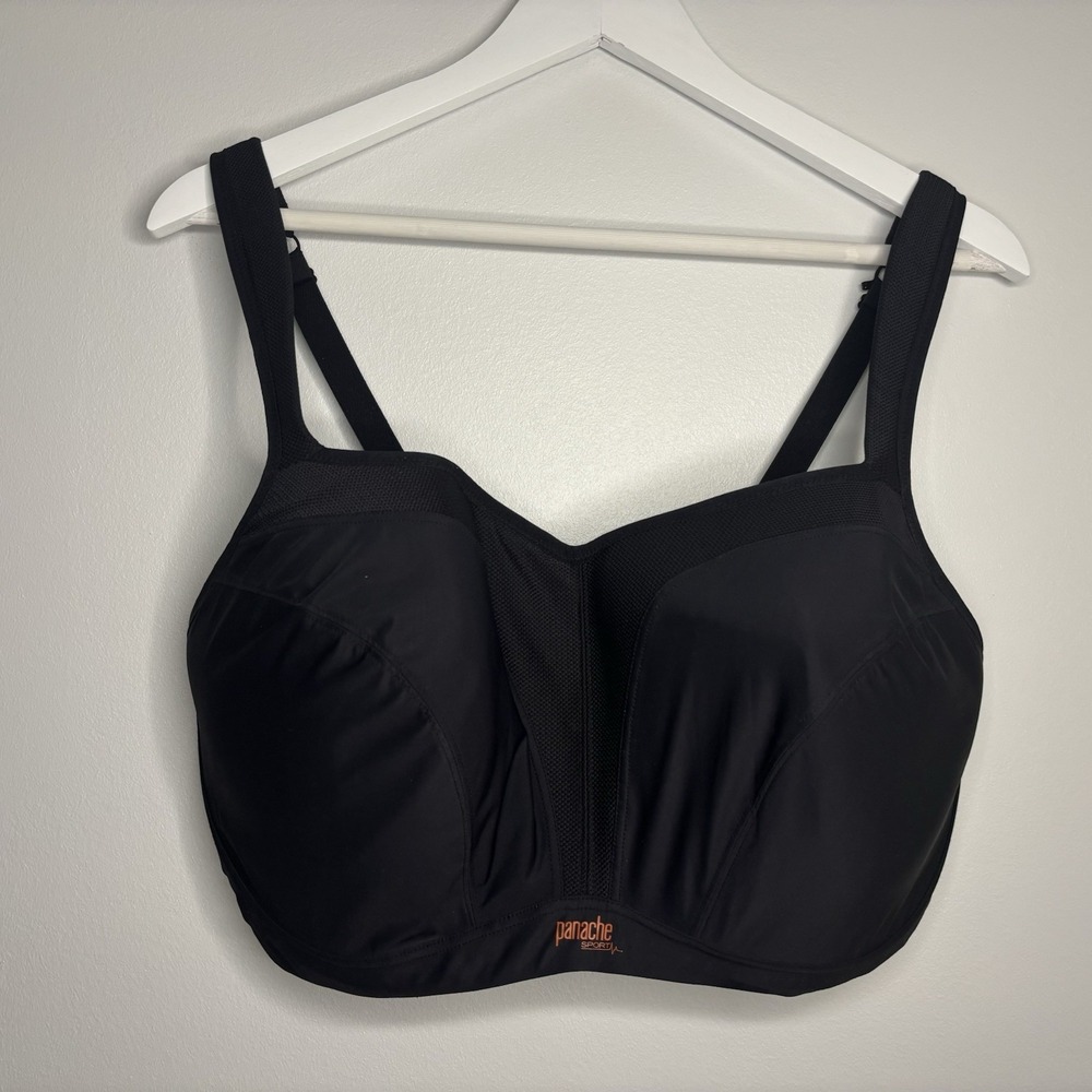 Panache Sport Women's‎ Bra Black High Impact Underwire Sports Bra 40GG Gym Run